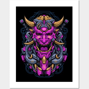 oni mecha samurai Posters and Art